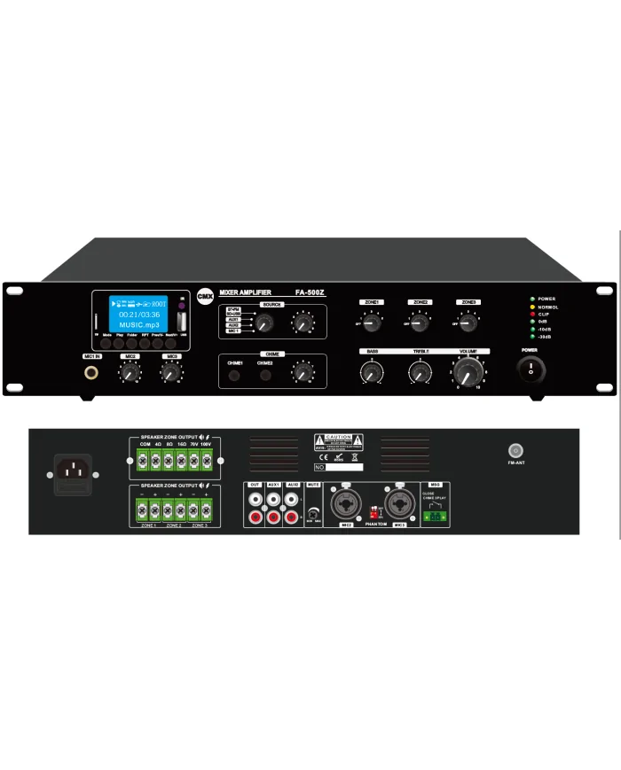 Ampliﬁcatore da 500W - Volume regolabile 3 Zone FA500Z