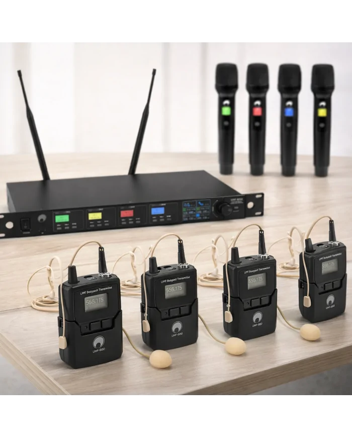 Kit da 4 radiomicrofoni ad archetto color pelle per teatro