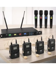 Kit da 4 radiomicrofoni ad archetto color pelle per teatro