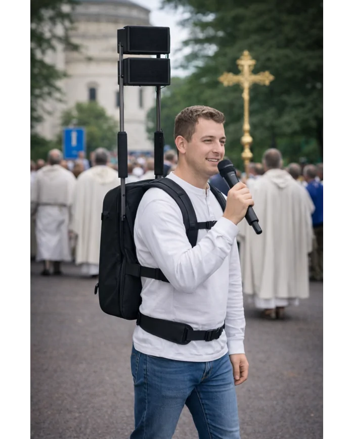 Processionale a zaino portatile con radiomicrofono