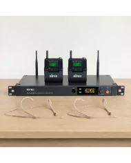 Kit radiomicrofono digitale Mipro con 2 bodypack e 2 microfoni archetto color carne