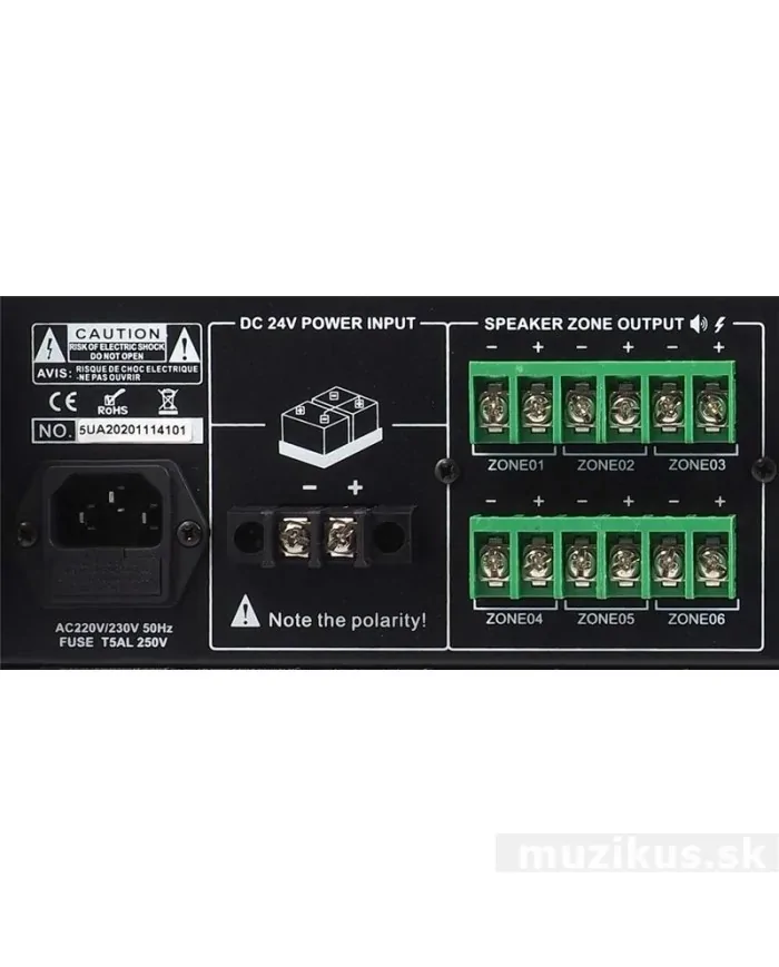 Amplificatore PA a 6 zone con MP3 /USB/ sintonizzatore FM /Bluetooth