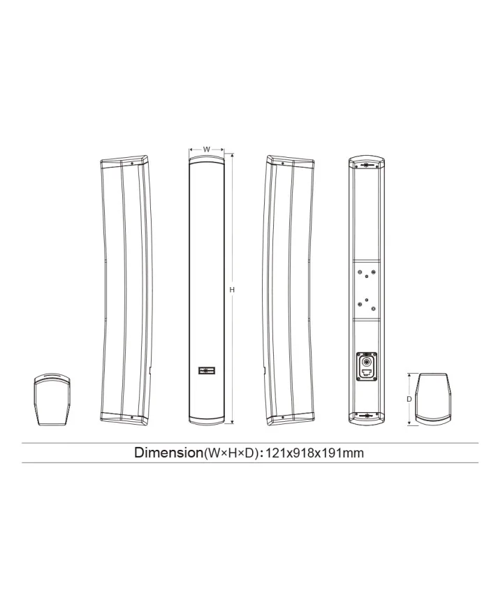 Diﬀusore a colonna con commutatore 4Ω/100V T83W versione bianca