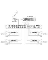 Mixer/preamplificatore matrice a 5 canali assegnabile a 4 zone uscita