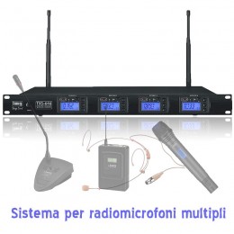 Kit radiomicrofoni multipli con un solo ricevitore 4 canali:TXS-646