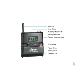 ACT-24TC Trasmettitore Bodypack digitale con batteria al Litio ACT-UHF Wideband